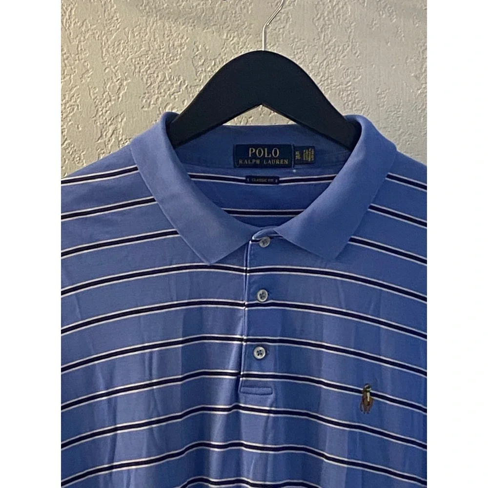 Polo Ralph Lauren Polo‎ Size XL Classic Fit Blue Striped Casual Preppy